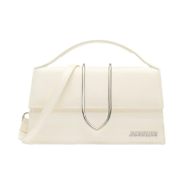 Jacquemus The Large Bambino Structured Shoulder-Bag In Brushed Shiny Calf Leather Light Ivory