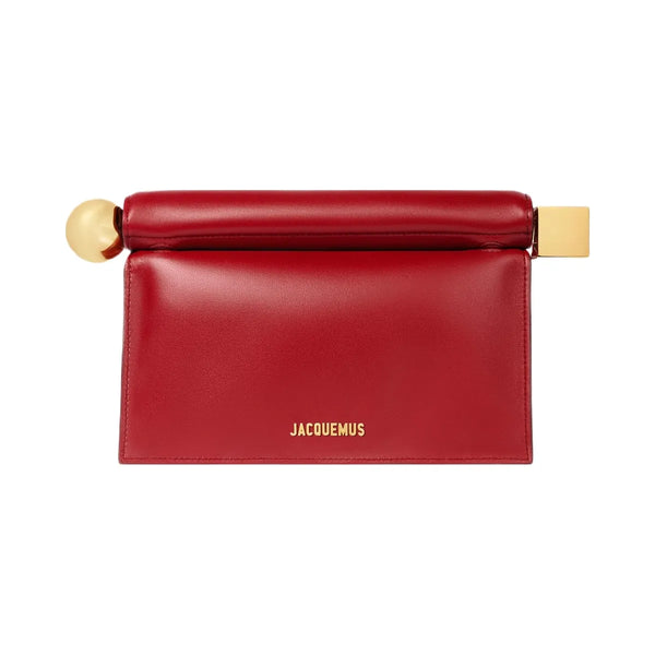 Jacquemus The Rond CarreClutch Folded Clutch In Supple Lambskin Leather Dark Red