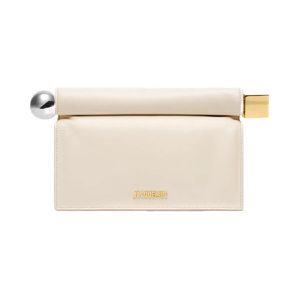 Jacquemus The Rond CarreClutch Nappa Leather Folded Clutch Light Ivory
