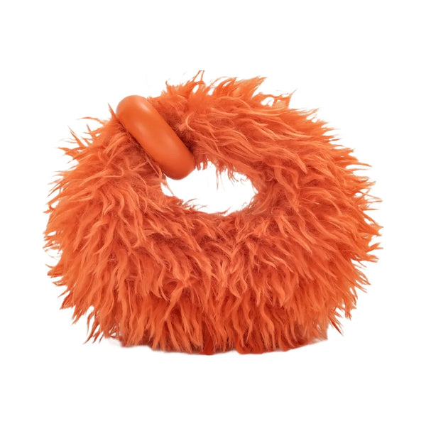 JW PEI Abacus Faux Fur Mini Top Handle Bag Orange