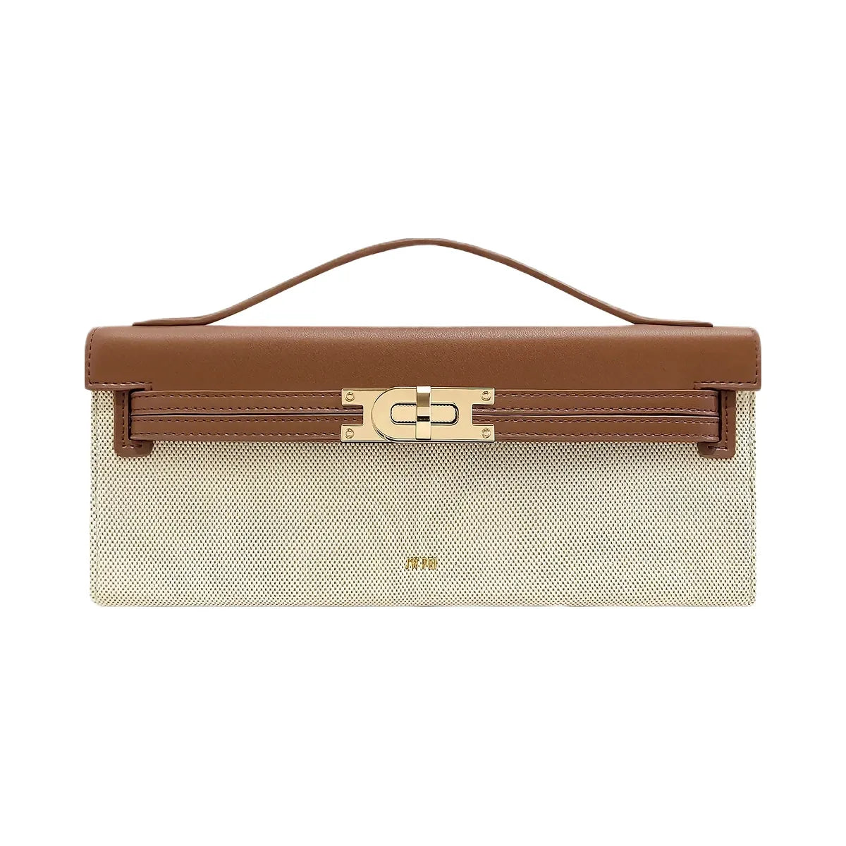 JW PEI Bria Structured Top Handle Bag Brown Canvas
