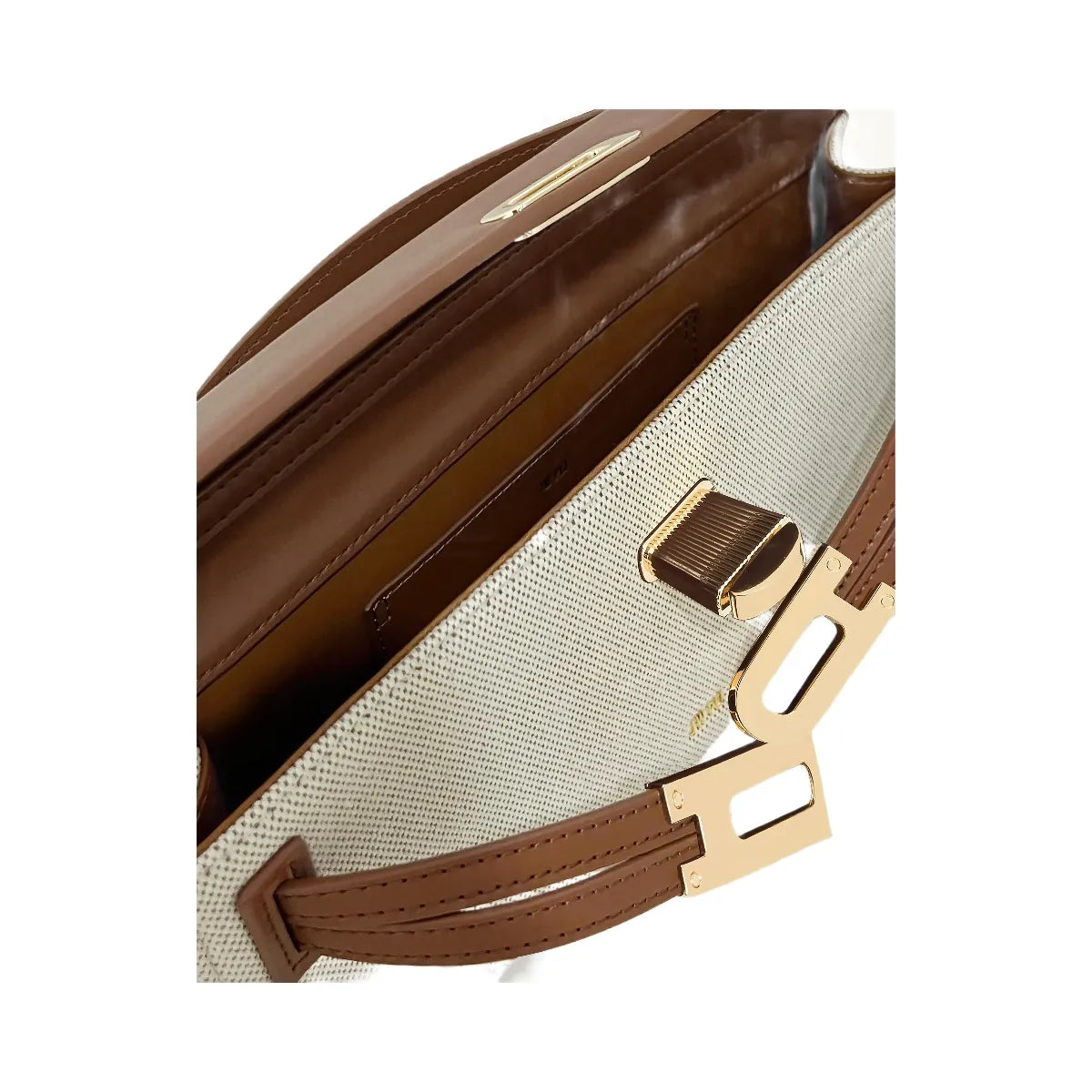 JW PEI Bria Structured Top Handle Bag Brown Canvas