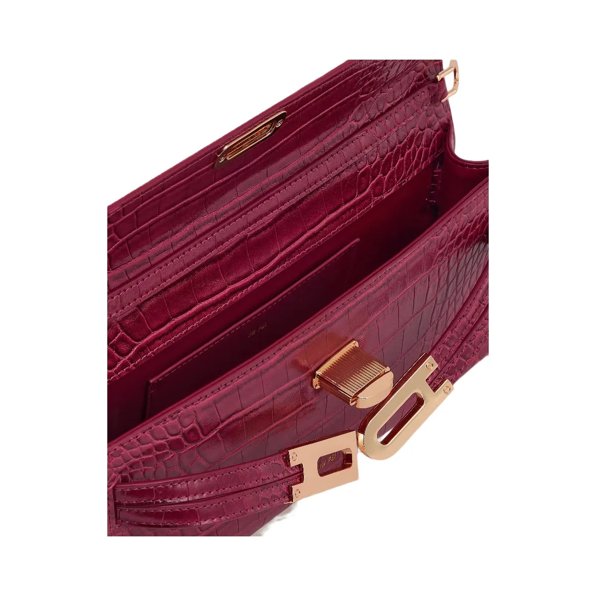JW PEI Bria Structured Top Handle Bag Burgundy Croc