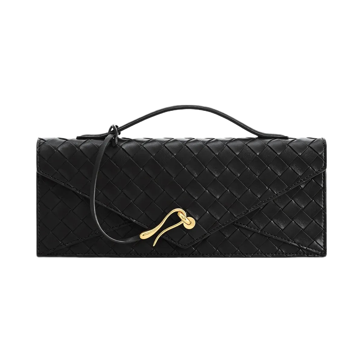 JW PEI Celeste Woven Textured Envelope Top Handle Bag Black