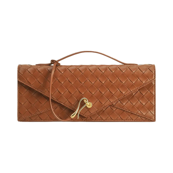 JW PEI Celeste Woven Textured Envelope Top Handle Bag Brown