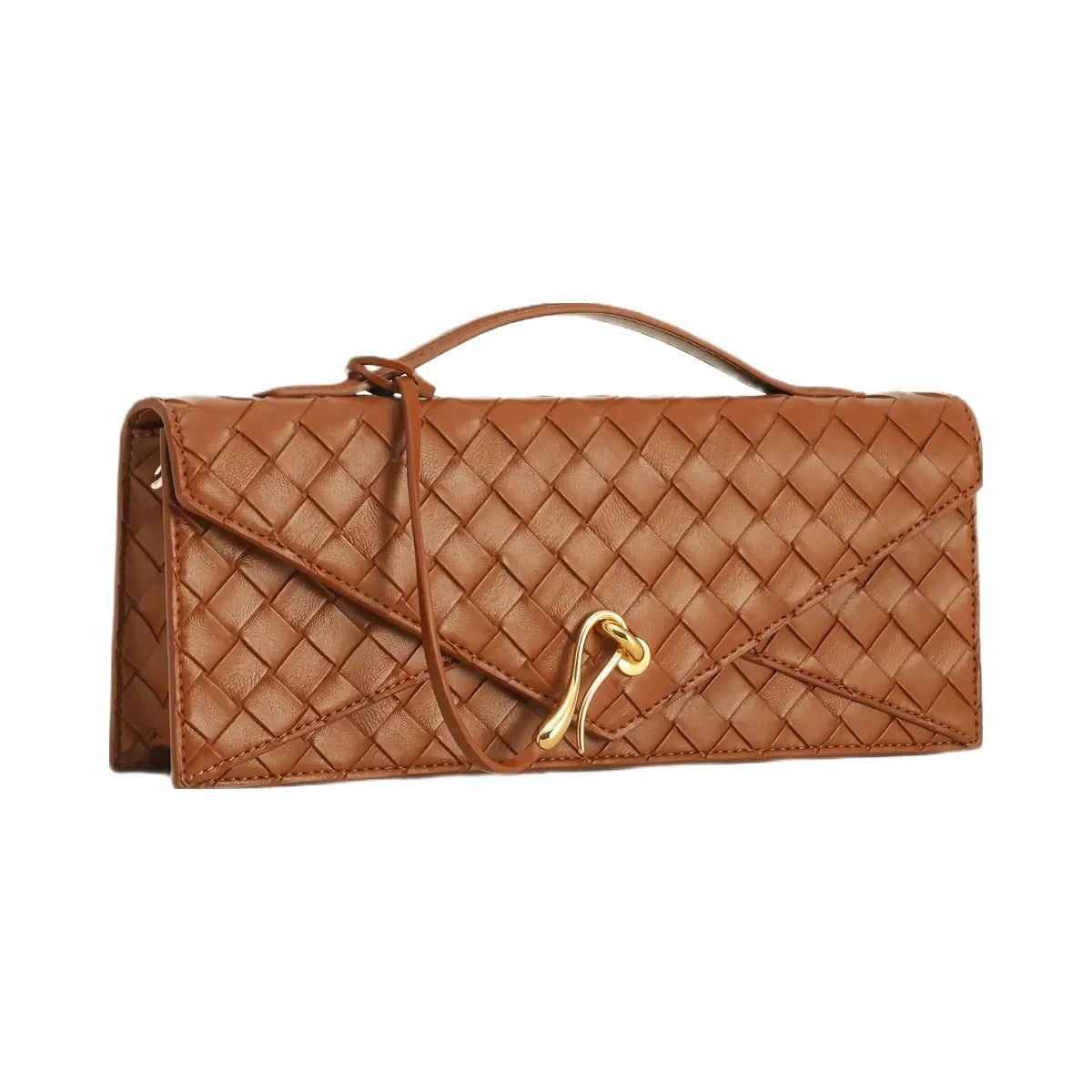 JW PEI Celeste Woven Textured Envelope Top Handle Bag Brown