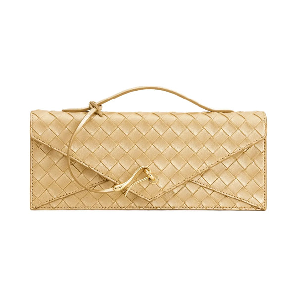 JW PEI Celeste Woven Textured Envelope Top Handle Bag Champagne Gold
