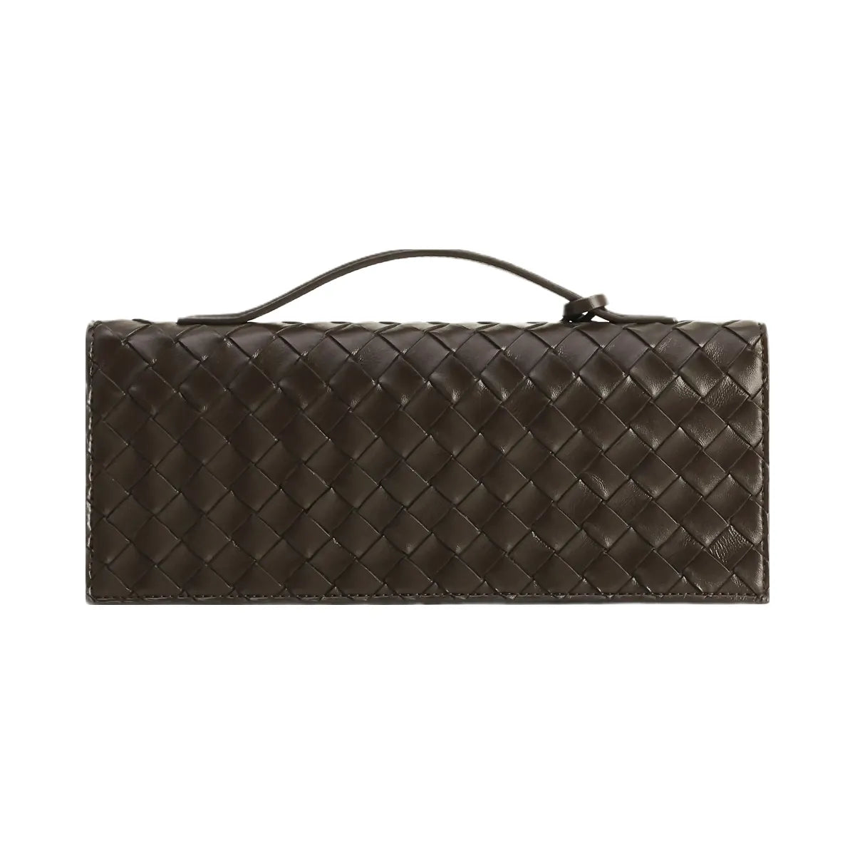 JW PEI Celeste Woven Textured Envelope Top Handle Bag Dark Brown