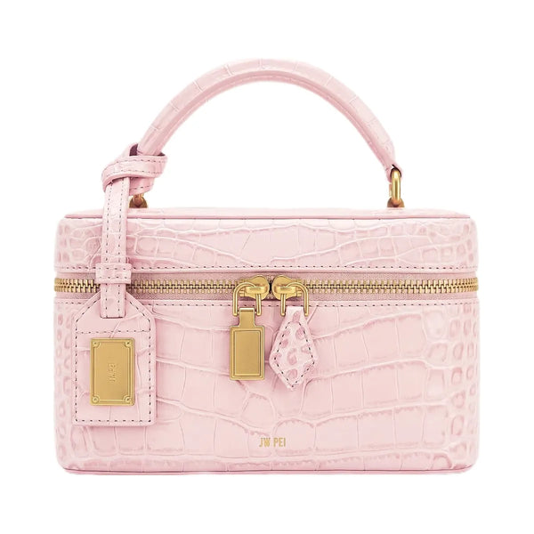 JW PEI Cleo Box Shape Top Handle Bag Light Pink Croc