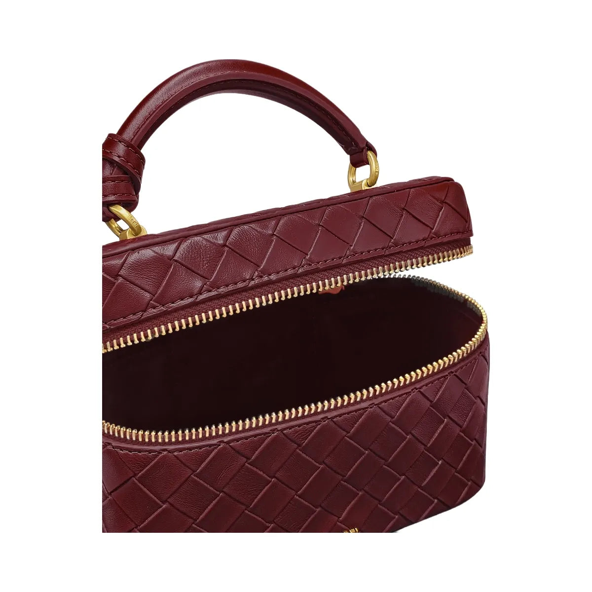 JW PEI Cleo Woven Texture Box Shape Top Handle Bag Claret
