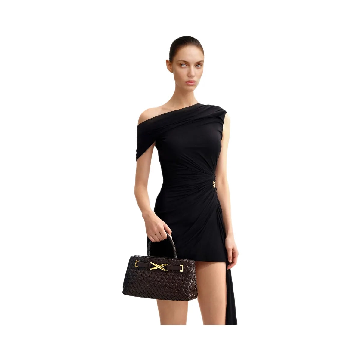 JW PEI Elora Woven Tote Bag Dark Brown