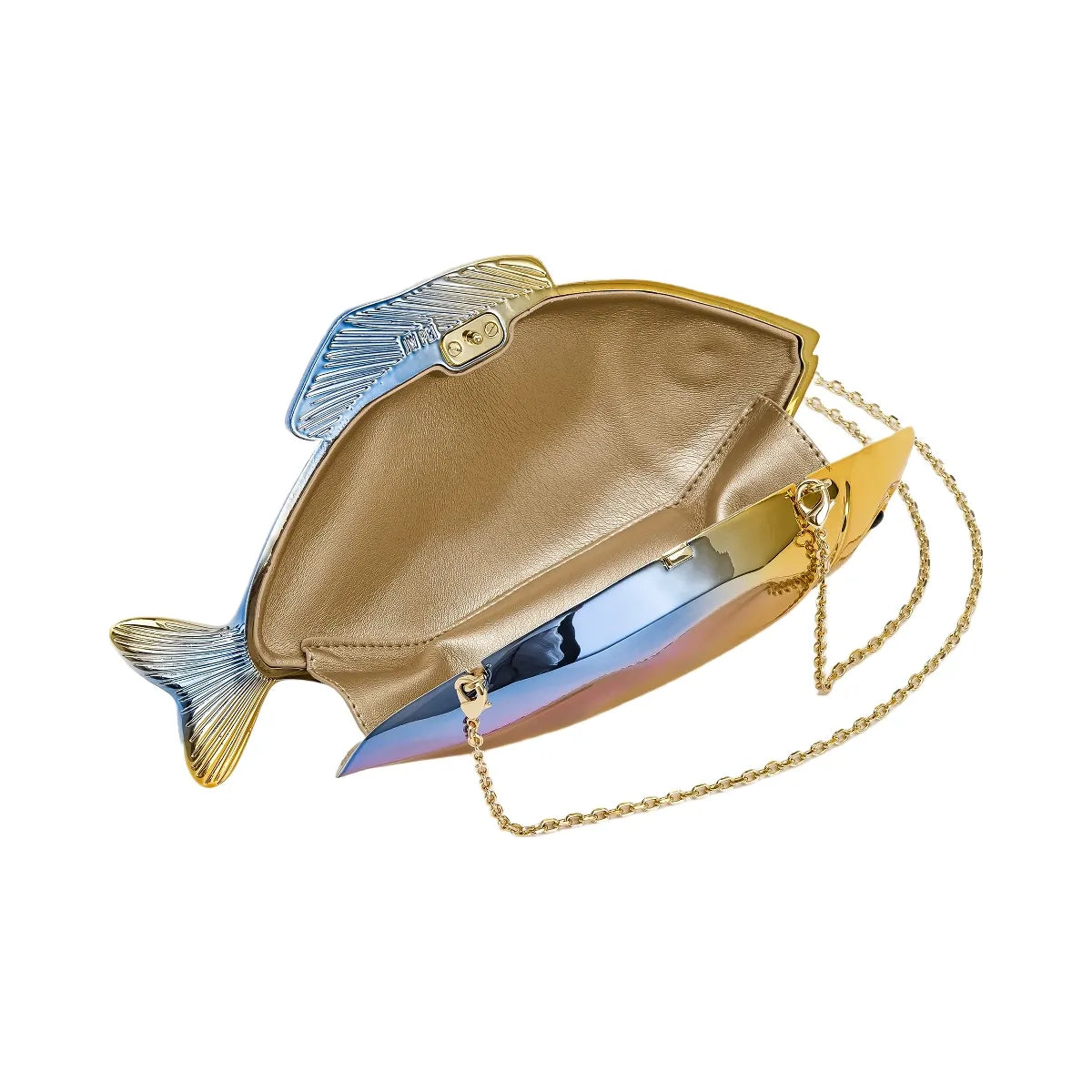 JW PEI Fish Shaped Clutch Gold/Blue