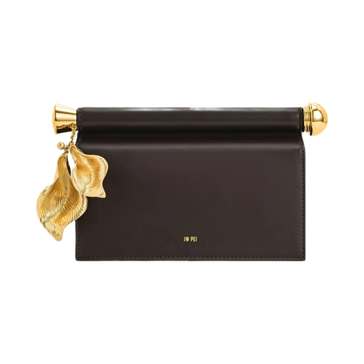 JW PEI Holly Metal Pendant Embellished Clutch Dark Brown