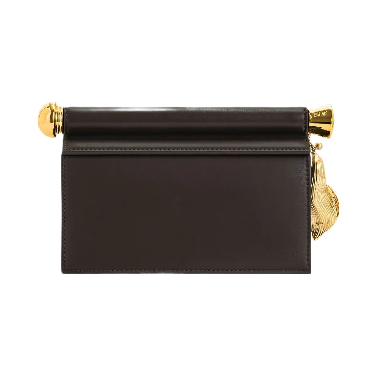 JW PEI Holly Metal Pendant Embellished Clutch Dark Brown