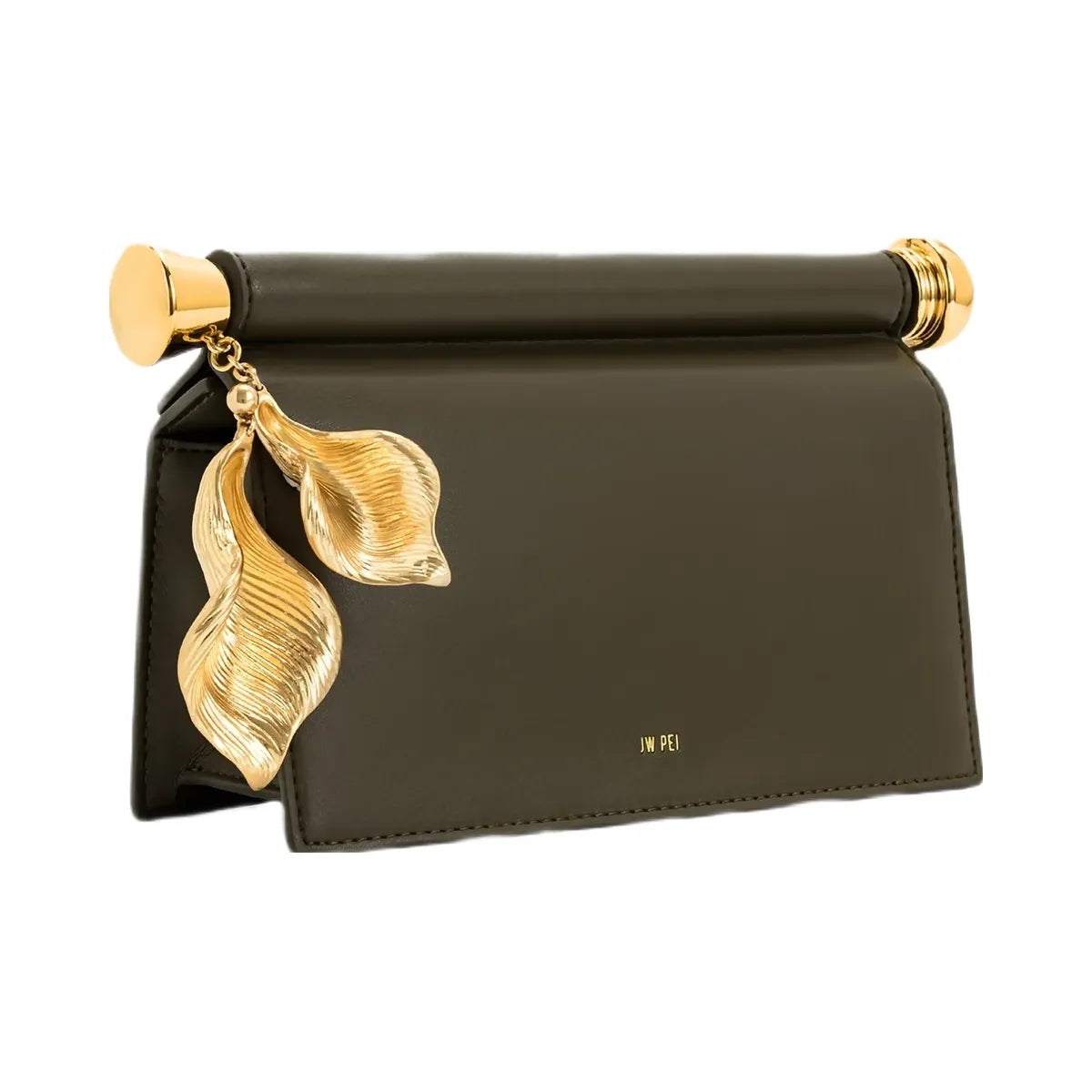 JW PEI Holly Metal Pendant Embellished Clutch Dark Olive