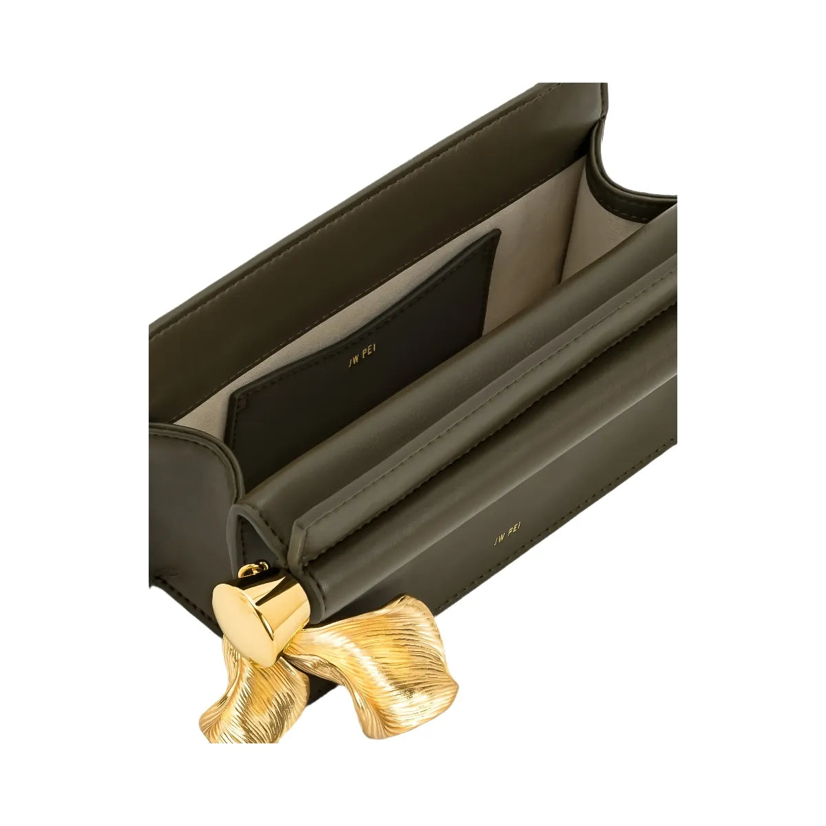 JW PEI Holly Metal Pendant Embellished Clutch Dark Olive