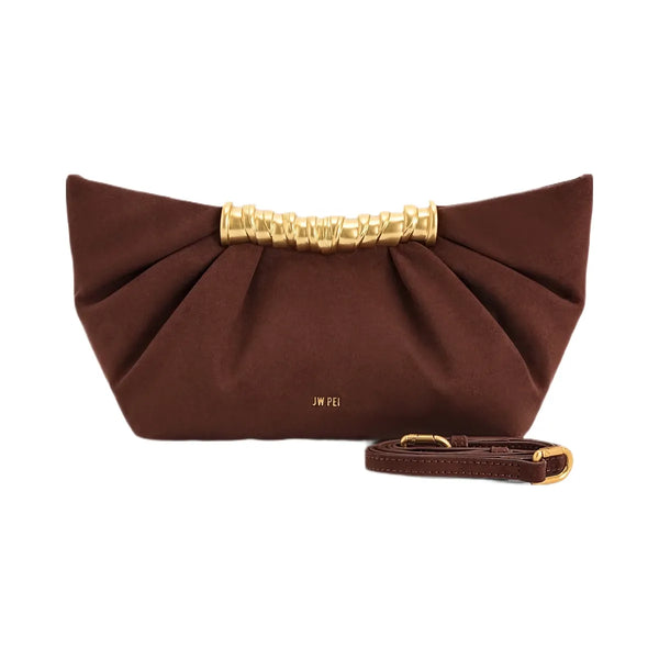 JW PEI Leia Pleated Clutch Dark Brown