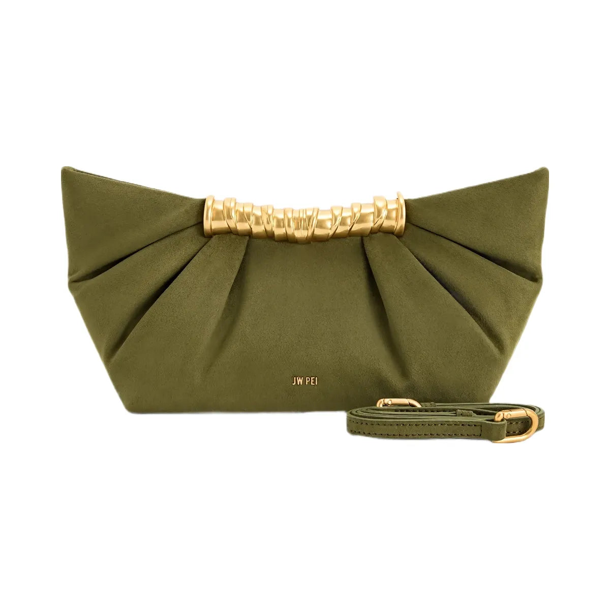 JW PEI Leia Pleated Clutch Dark Olive