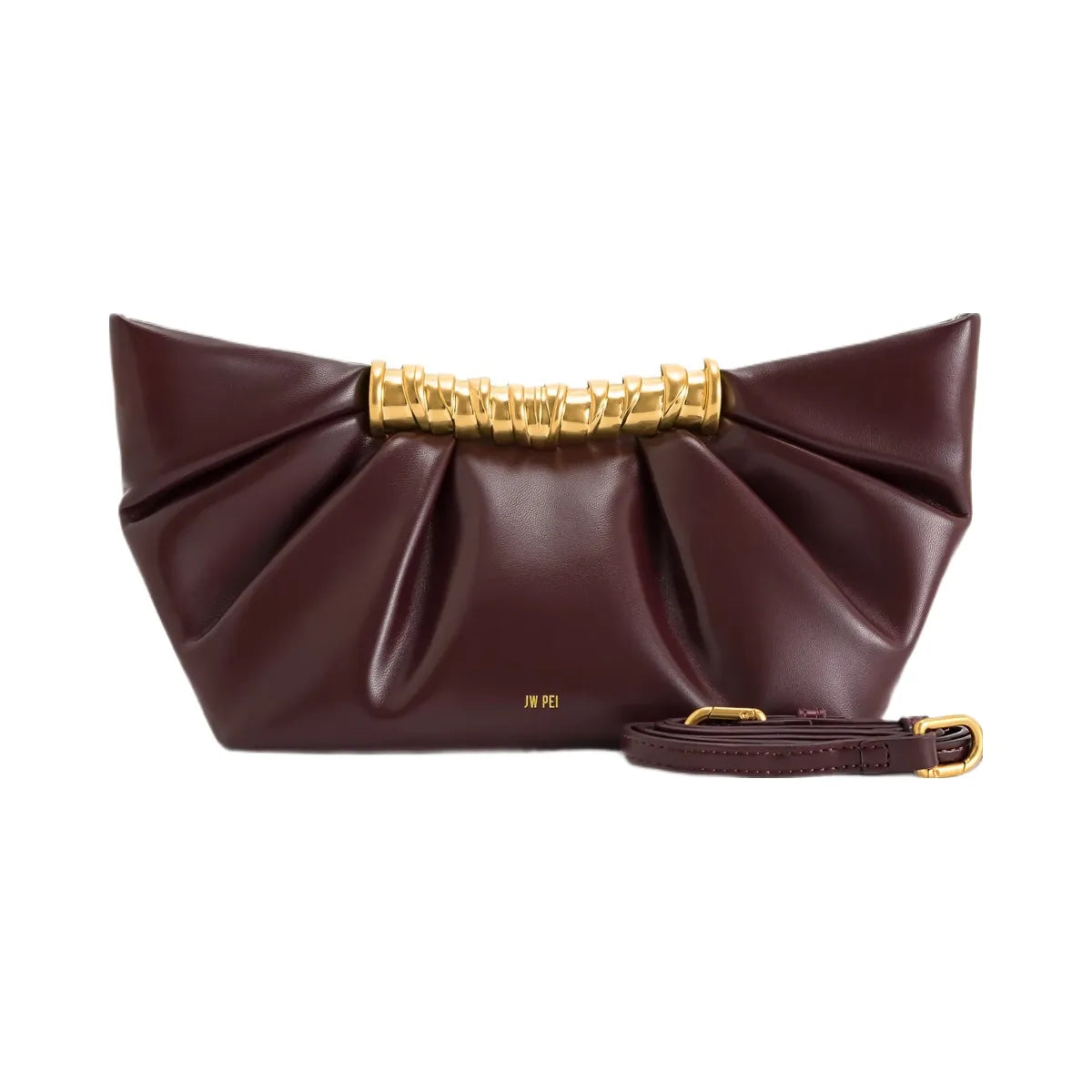 JW PEI Leia Pleated Clutch Deep Burgundy