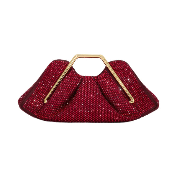 JW PEI Lila Artificial Crystal Metal Frame Clutch Red