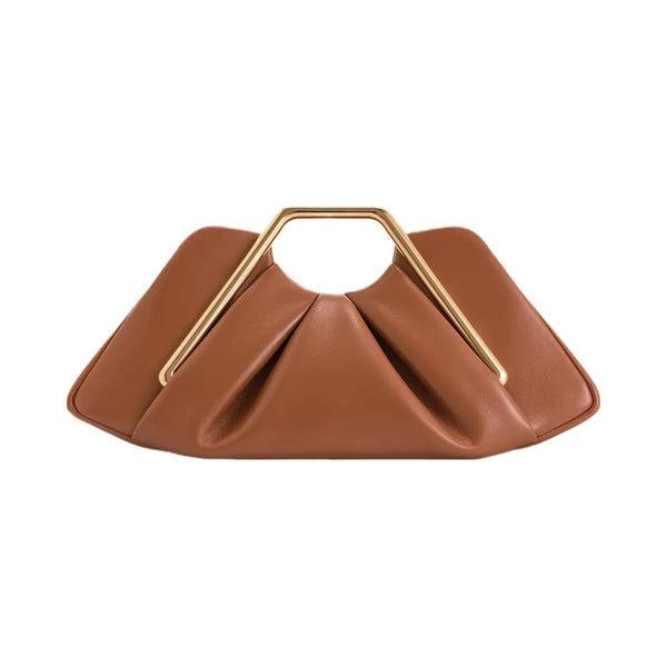JW PEI Lila Metal Frame Clutch Brown