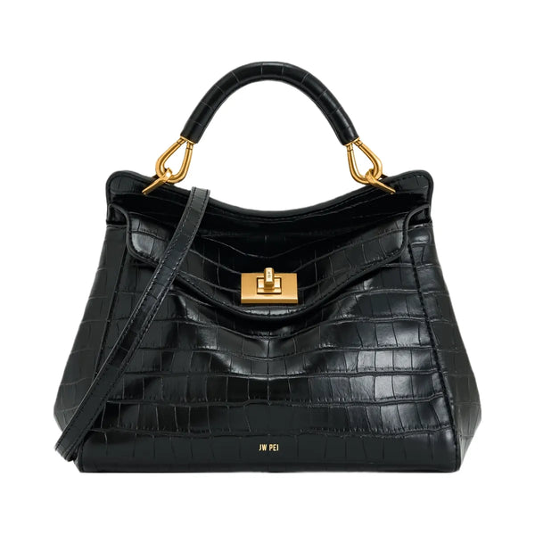 JW PEI Lucia Classic Top Handbag Black Croc