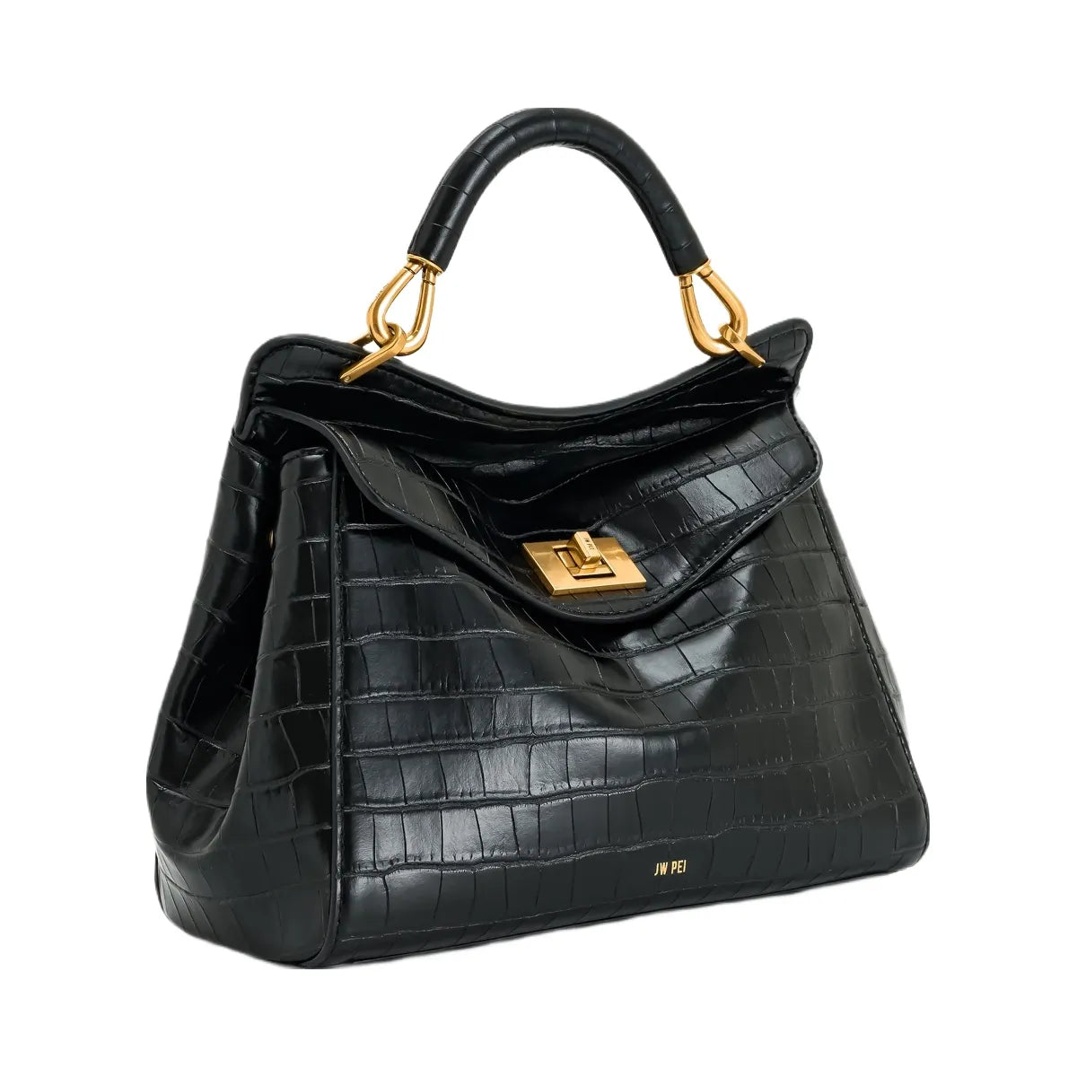 JW PEI Lucia Classic Top Handbag Black Croc