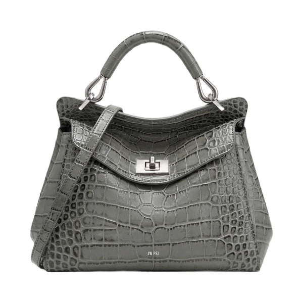 JW PEI Lucia Classic Top Handle Bag Grey Croc