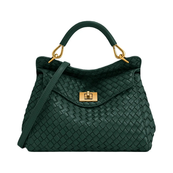JW PEI Lucia Classic Woven Top Handle Bag Forest Green