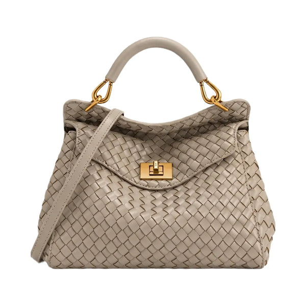 JW PEI Lucia Classic Woven Top Handle Bag Mud Gray