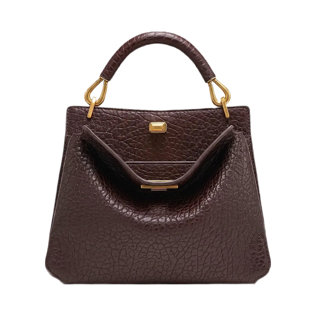 JW PEI Lucia Elephant Effect Top Handle Bag Dark Brown