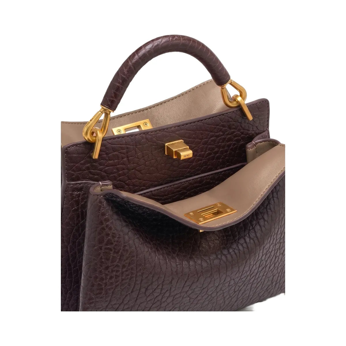 JW PEI Lucia Elephant Effect Top Handle Bag Dark Brown