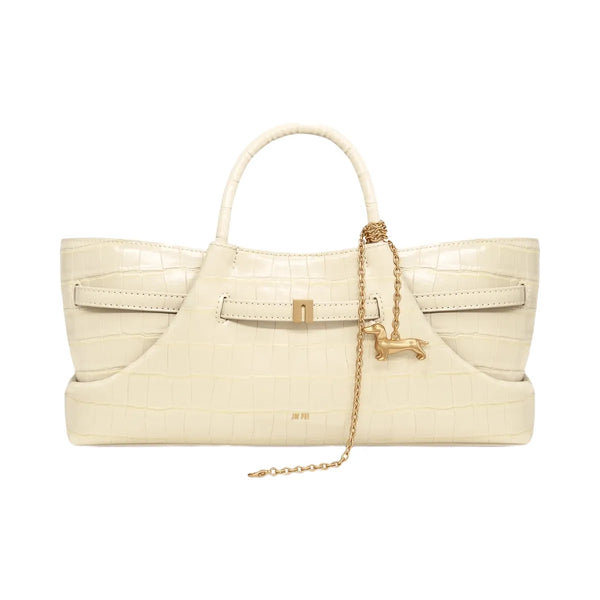JW PEI Maeve Dachshund Metal Charm Tote Bag Ivory Croc