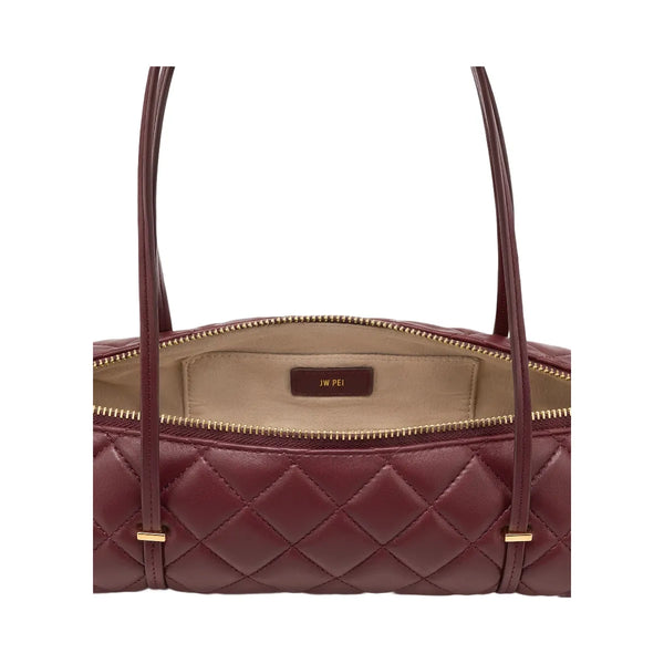 JW PEI Marcella Quilted Cylinder Shoulder Bag Burgundy