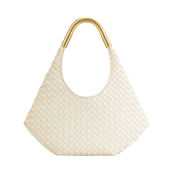 JW PEI Olivia Hand Woven Metal Handle Hobo Bag White