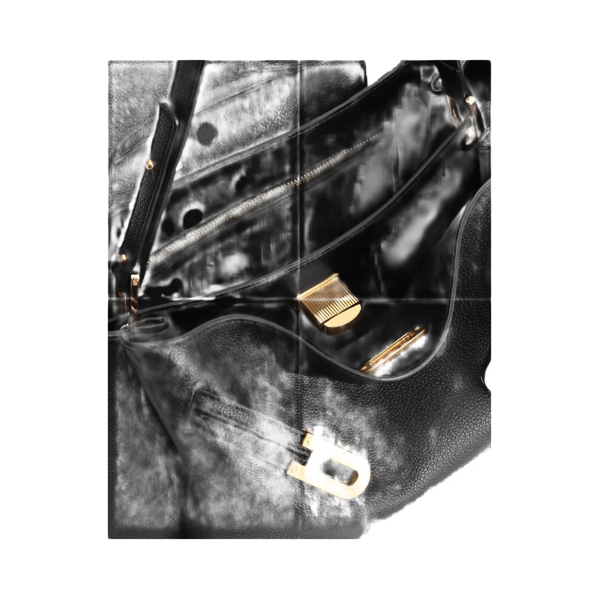 JW PEI Rhea Pebbled Double Buckle Shoulder Bag Black
