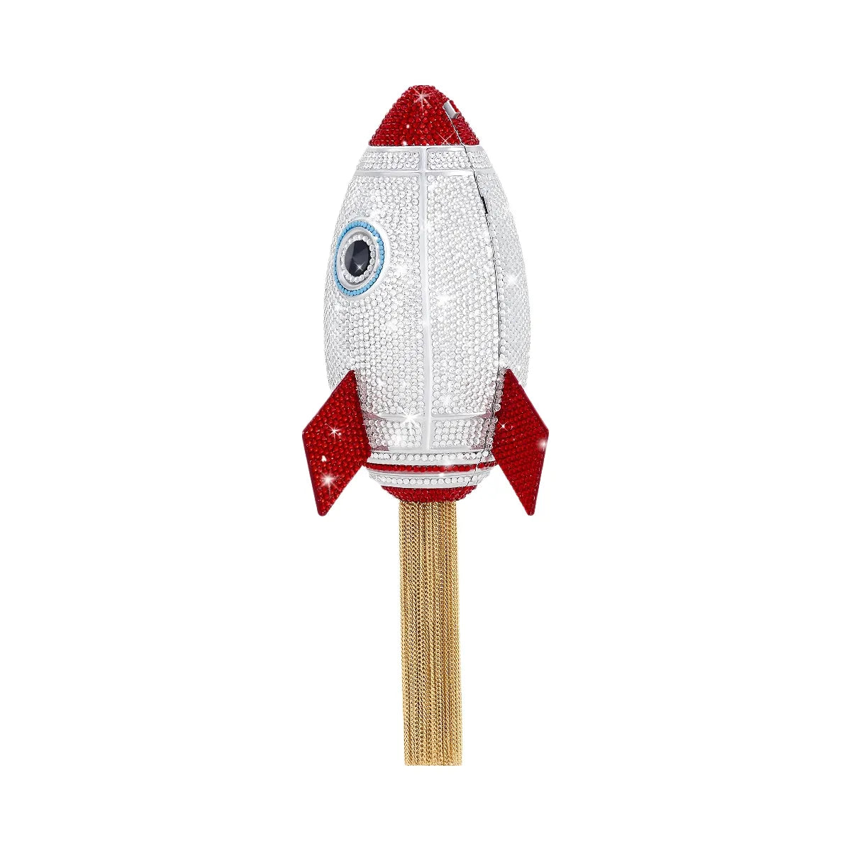 JW PEI Rocket Shape Faux Crystal Clutch Silver