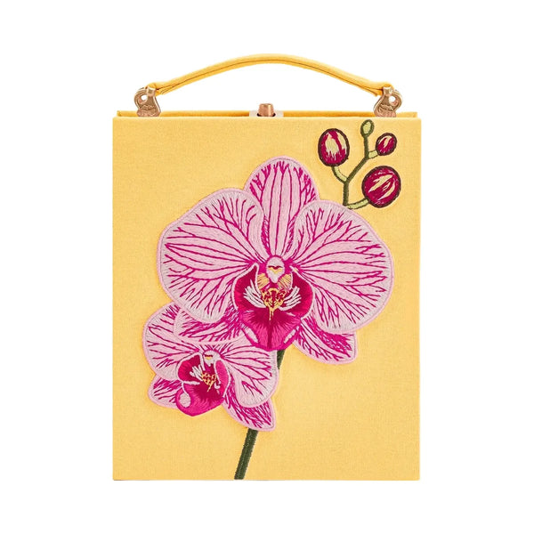 JW PEI Taya Orchid Motif Book Shape Clutch Bag Yellow