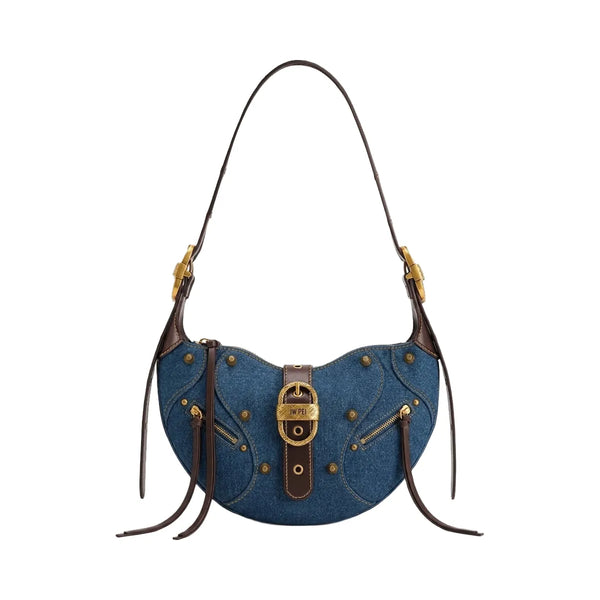 JW PEI Tessa Studded Shoulder Bag Blue Denim