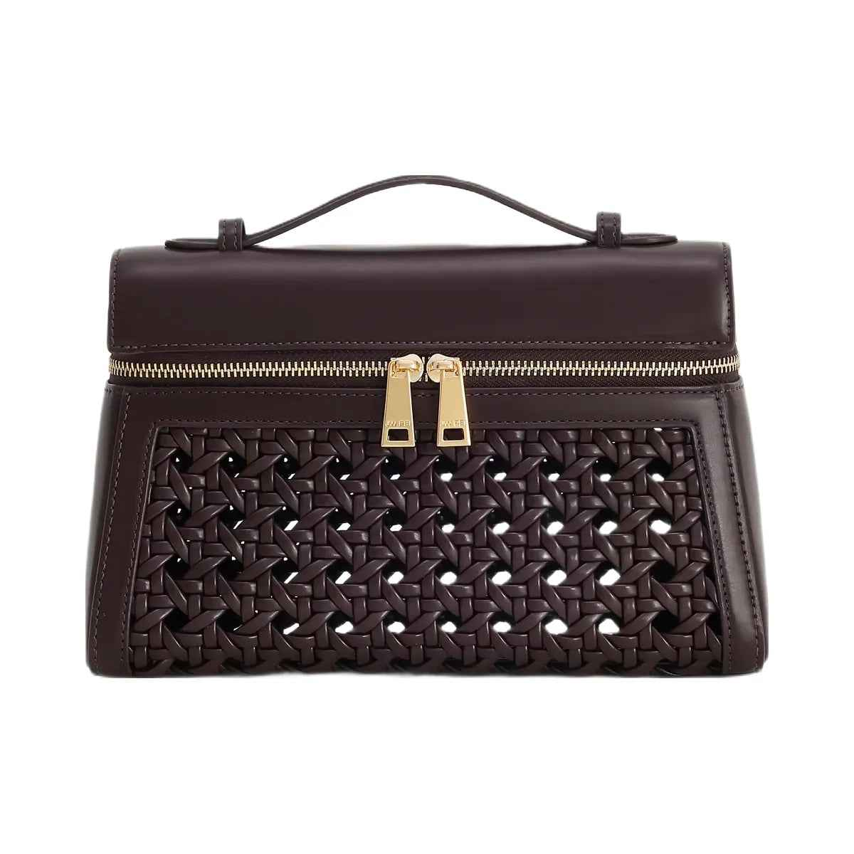 JW PEI Thea Large Woven Top Handle Bag Dark Red