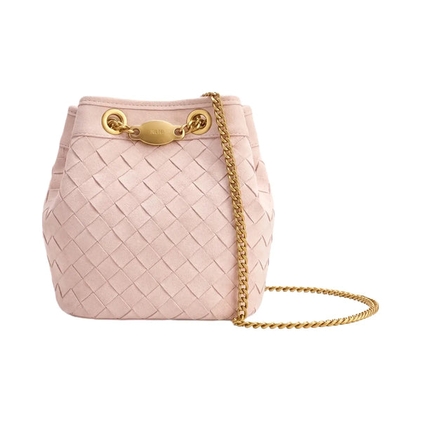 JW PEI Yara Faux Suede Hand Woven Bucket Bag Pink