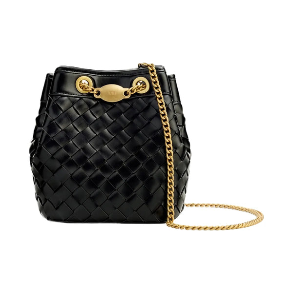 JW PEI Yara Hand Woven Bucket Bag Black