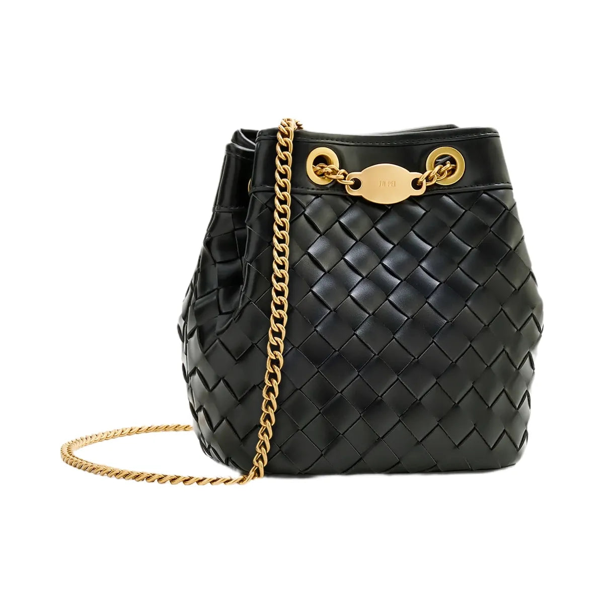 JW PEI Yara Hand Woven Bucket Bag Black