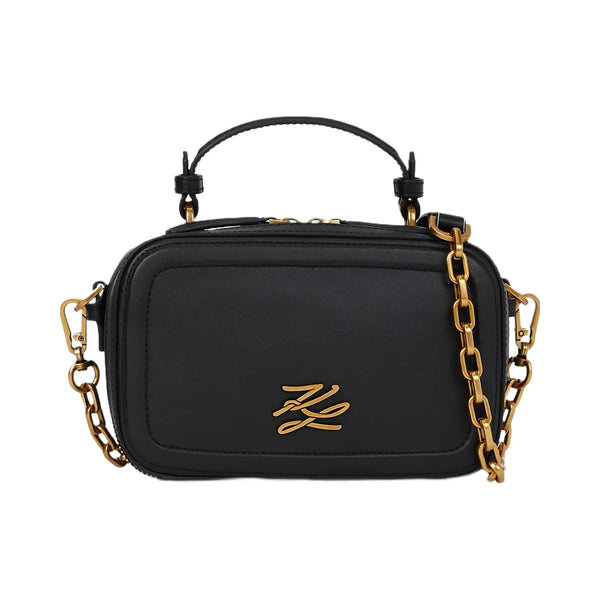 Karl Lagerfeld Autograph Chain Top Handle Bag Black Gold