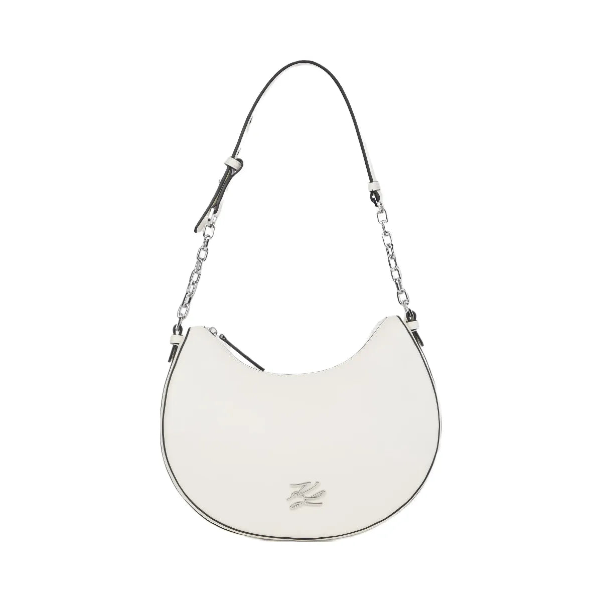 Karl Lagerfeld Autograph Medium Moon Bag Off White
