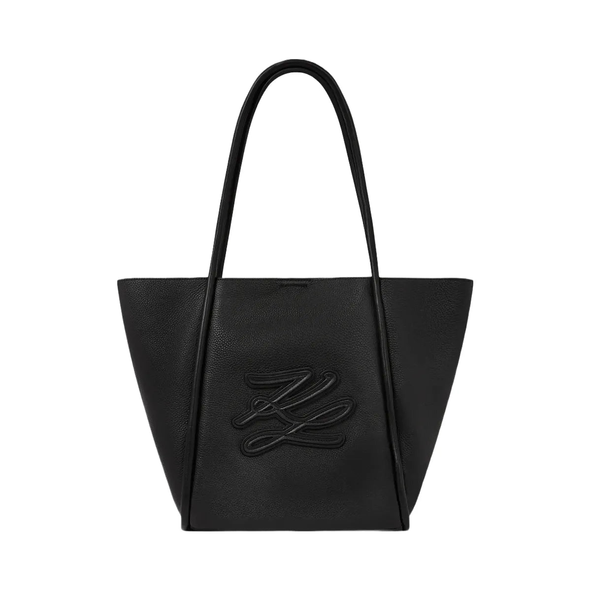 Karl Lagerfeld Autograph Patch Medium Tote Bag Black Nickel