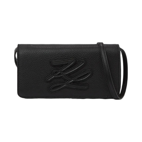 Karl Lagerfeld Autograph Patch Mini Crossbody Bag Black Nickel