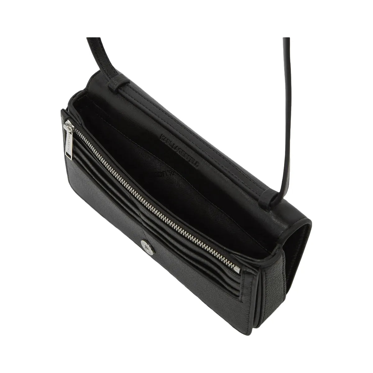 Karl Lagerfeld Autograph Patch Mini Crossbody Bag Black Nickel