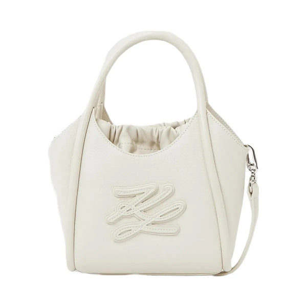 Karl Lagerfeld Autograph Patch Mini Tote Bag Off White