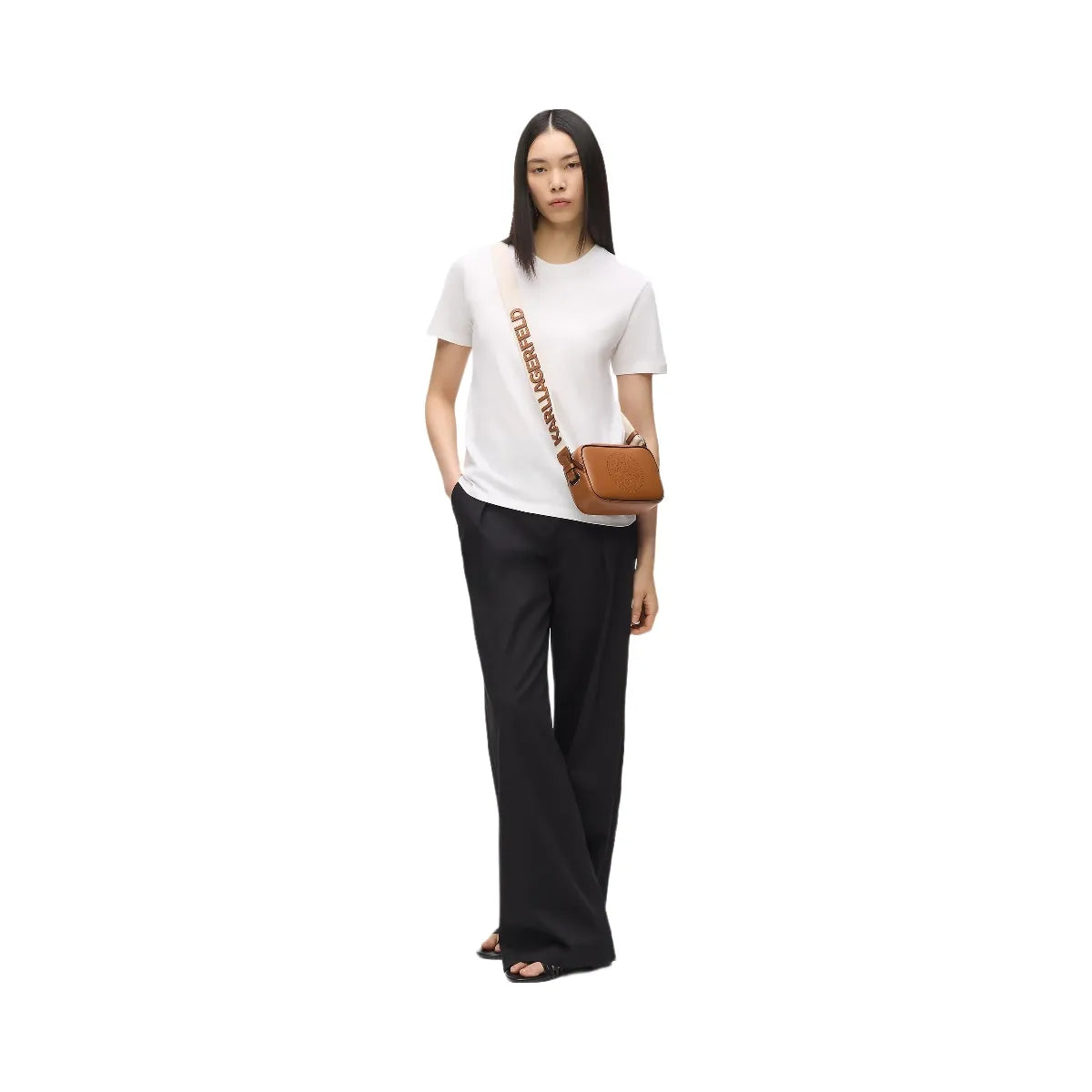 Karl Lagerfeld Circle Perforated Crossbody Bag Dark Tan